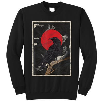 Red Moon Raven Graphic Black Crow Tall Sweatshirt