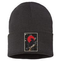 Red Moon Raven Graphic Black Crow Sustainable Knit Beanie