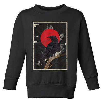 Red Moon Raven Graphic Black Crow Toddler Sweatshirt