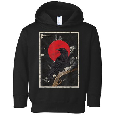 Red Moon Raven Graphic Black Crow Toddler Hoodie