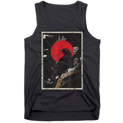 Red Moon Raven Graphic Black Crow Tank Top