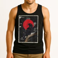 Red Moon Raven Graphic Black Crow Tank Top
