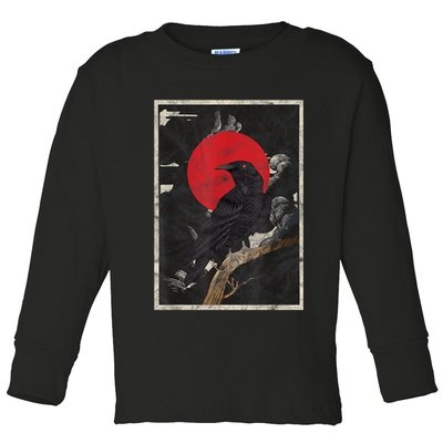 Red Moon Raven Graphic Black Crow Toddler Long Sleeve Shirt
