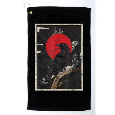 Red Moon Raven Graphic Black Crow Golf Towel
