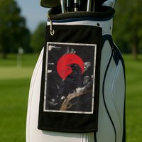 Red Moon Raven Graphic Black Crow Golf Towel