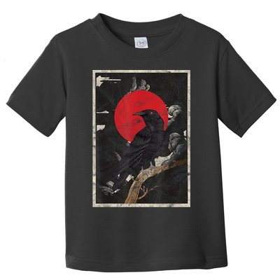 Red Moon Raven Graphic Black Crow Toddler T-Shirt