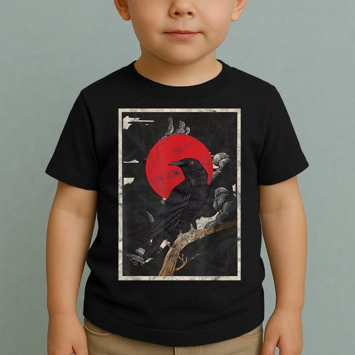 Red Moon Raven Graphic Black Crow Toddler T-Shirt