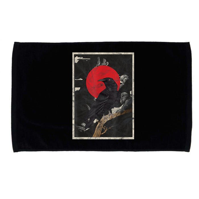 Red Moon Raven Graphic Black Crow Microfiber Hand Towel