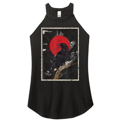 Red Moon Raven Graphic Black Crow Women's Perfect Tri Rocker Tank