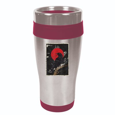 Red Moon Raven Graphic Black Crow 16oz Travel Tumbler