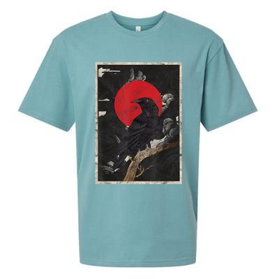 Red Moon Raven Graphic Black Crow Sueded Cloud Jersey T-Shirt