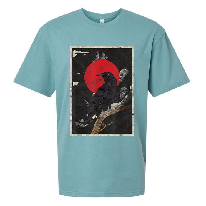 Red Moon Raven Graphic Black Crow Sueded Cloud Jersey T-Shirt
