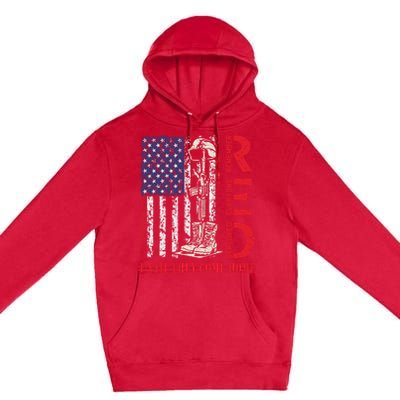 R.E.D. Military Remember Everyone Deployed Usa Flag Premium Pullover Hoodie