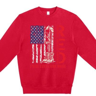 R.E.D. Military Remember Everyone Deployed Usa Flag Premium Crewneck Sweatshirt