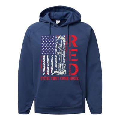 R.E.D. Military Remember Everyone Deployed Usa Flag Performance Fleece Hoodie