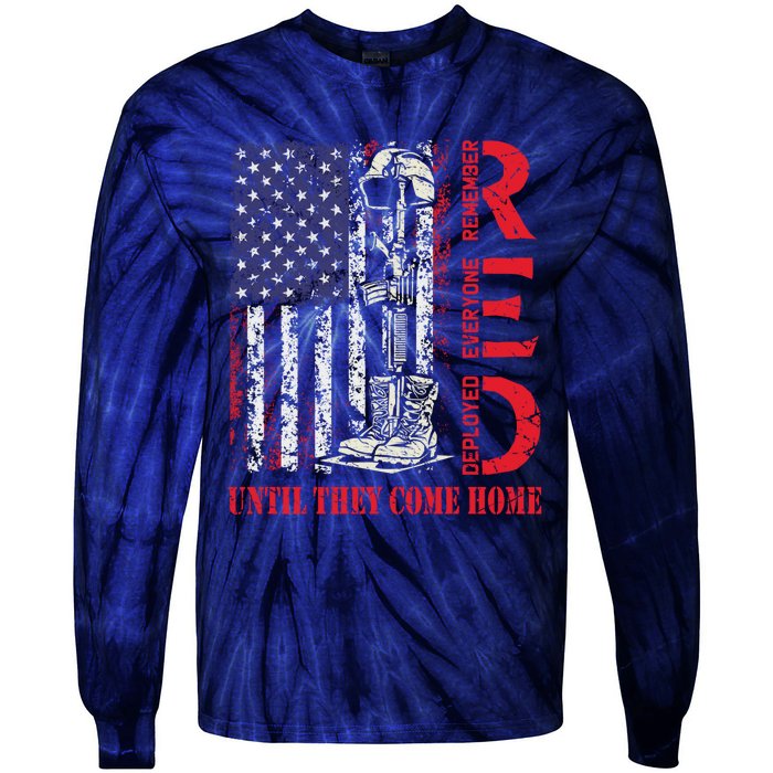 R.E.D. Military Remember Everyone Deployed Usa Flag Tie-Dye Long Sleeve Shirt