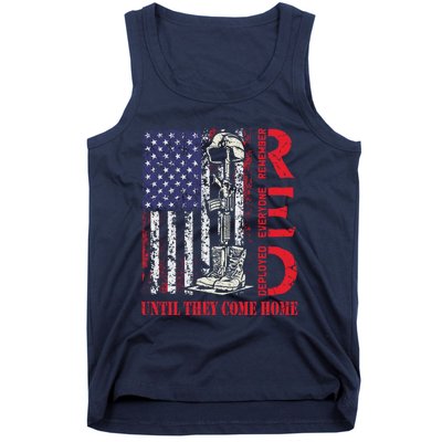 R.E.D. Military Remember Everyone Deployed Usa Flag Tank Top