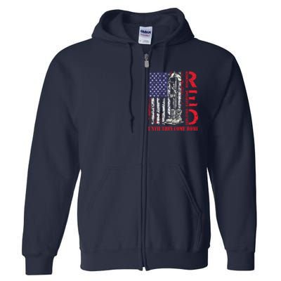 R.E.D. Military Remember Everyone Deployed Usa Flag Full Zip Hoodie