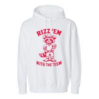 Raccoon Meme Rizz Em With The Tism Vintage Autism Awareness Garment-Dyed Fleece Hoodie