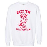 Raccoon Meme Rizz Em With The Tism Vintage Autism Awareness Garment-Dyed Sweatshirt