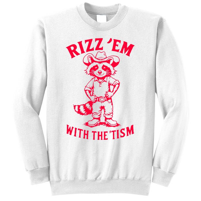 Raccoon Meme Rizz Em With The Tism Vintage Autism Awareness Sweatshirt