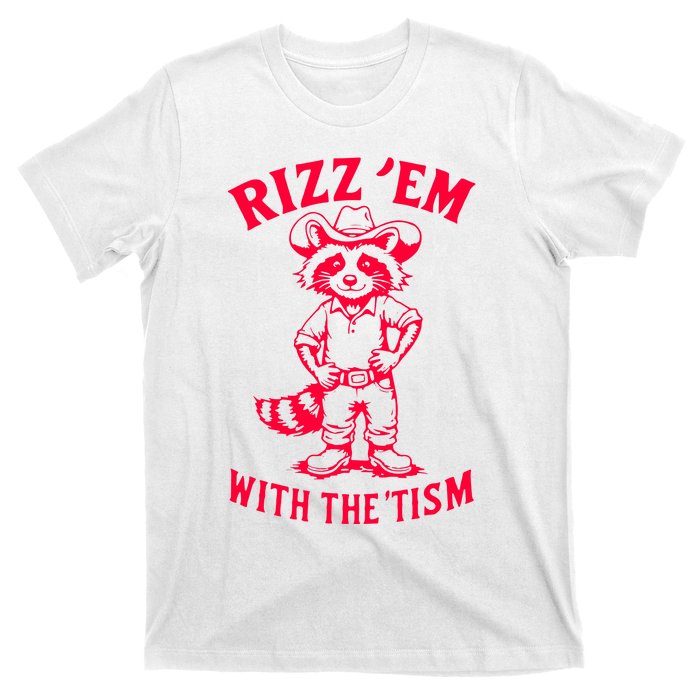 Raccoon Meme Rizz Em With The Tism Vintage Autism Awareness T-Shirt