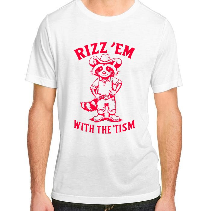 Raccoon Meme Rizz Em With The Tism Vintage Autism Awareness Adult ChromaSoft Performance T-Shirt