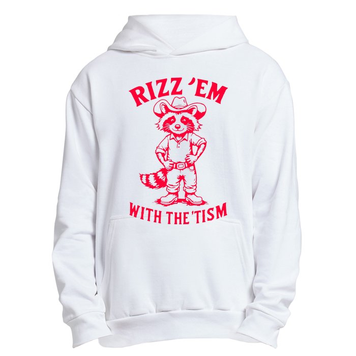 Raccoon Meme Rizz Em With The Tism Vintage Autism Awareness Urban Pullover Hoodie