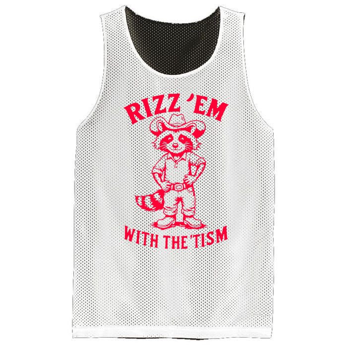 Raccoon Meme Rizz Em With The Tism Vintage Autism Awareness Mesh Reversible Basketball Jersey Tank