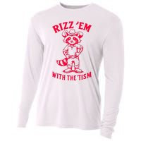 Raccoon Meme Rizz Em With The Tism Vintage Autism Awareness Cooling Performance Long Sleeve Crew