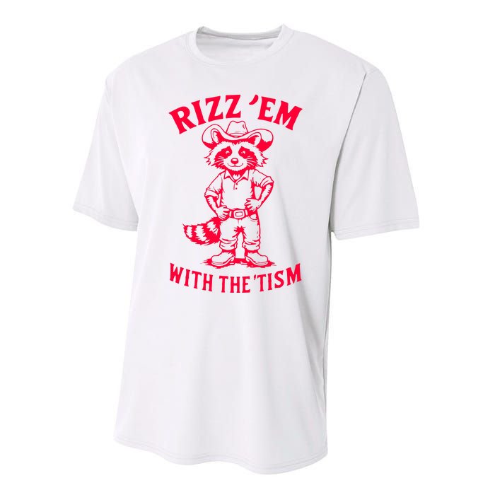 Raccoon Meme Rizz Em With The Tism Vintage Autism Awareness Performance Sprint T-Shirt