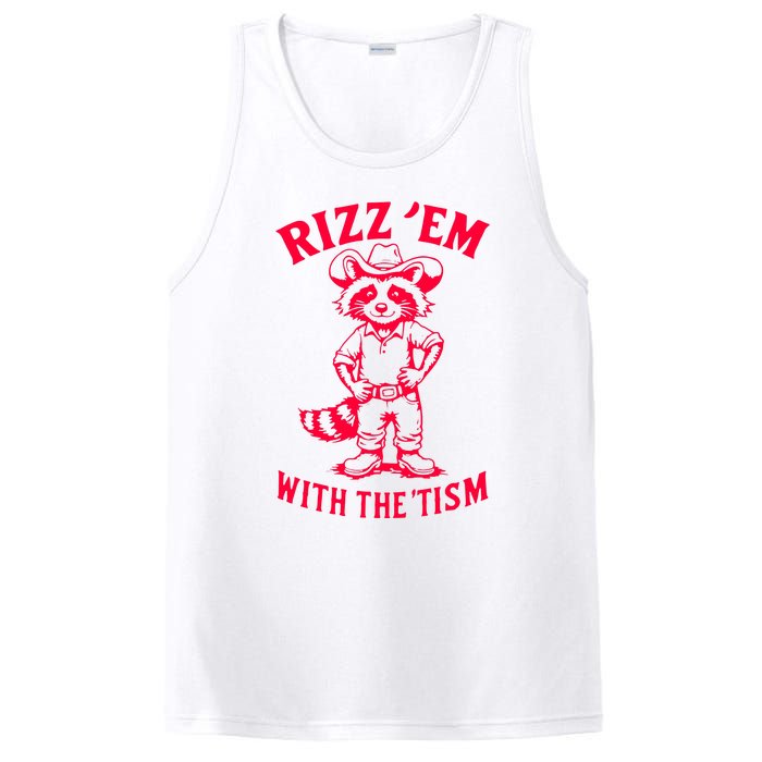 Raccoon Meme Rizz Em With The Tism Vintage Autism Awareness PosiCharge Competitor Tank