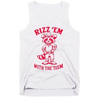 Raccoon Meme Rizz Em With The Tism Vintage Autism Awareness Tank Top