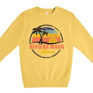 Riviera Maya Retro Sunset Premium Crewneck Sweatshirt