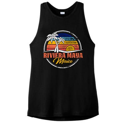 Riviera Maya Retro Sunset Ladies PosiCharge Tri-Blend Wicking Tank