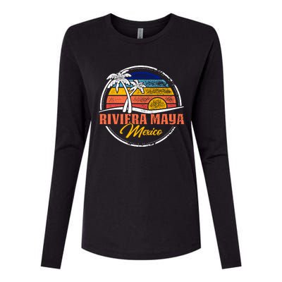 Riviera Maya Retro Sunset Womens Cotton Relaxed Long Sleeve T-Shirt