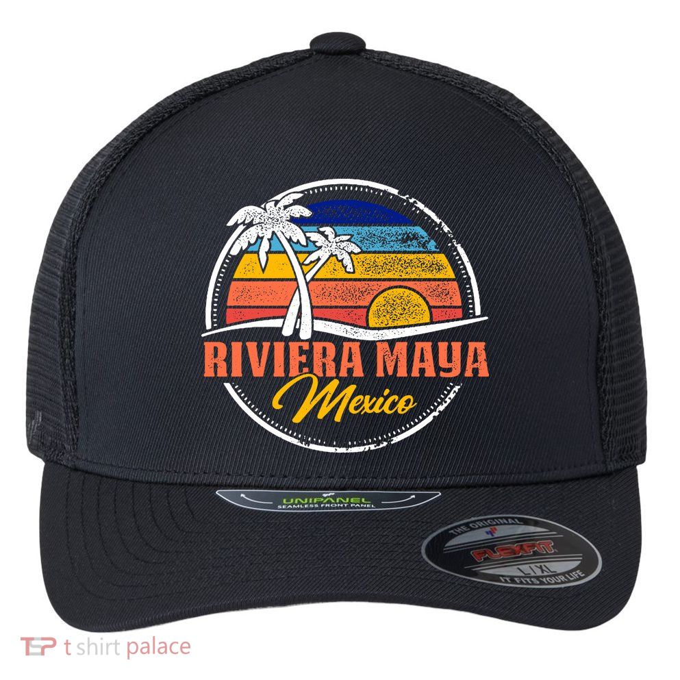 Riviera Maya Retro Sunset Flexfit Unipanel Trucker Cap
