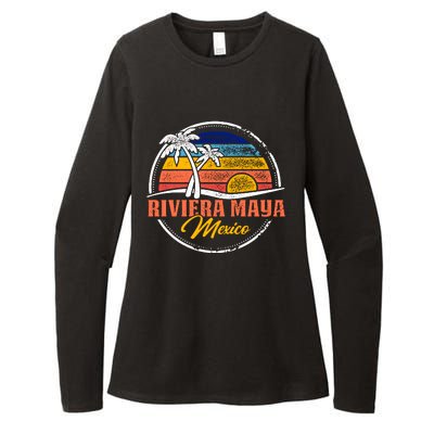 Riviera Maya Retro Sunset Womens CVC Long Sleeve Shirt