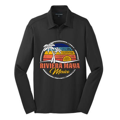 Riviera Maya Retro Sunset Silk Touch Performance Long Sleeve Polo