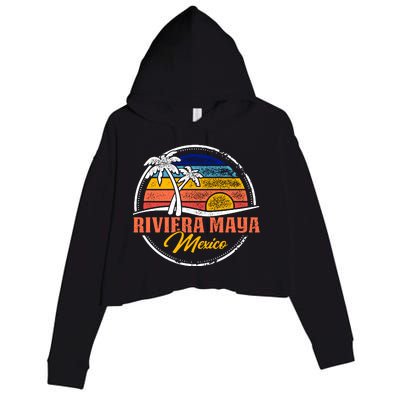 Riviera Maya Retro Sunset Crop Fleece Hoodie