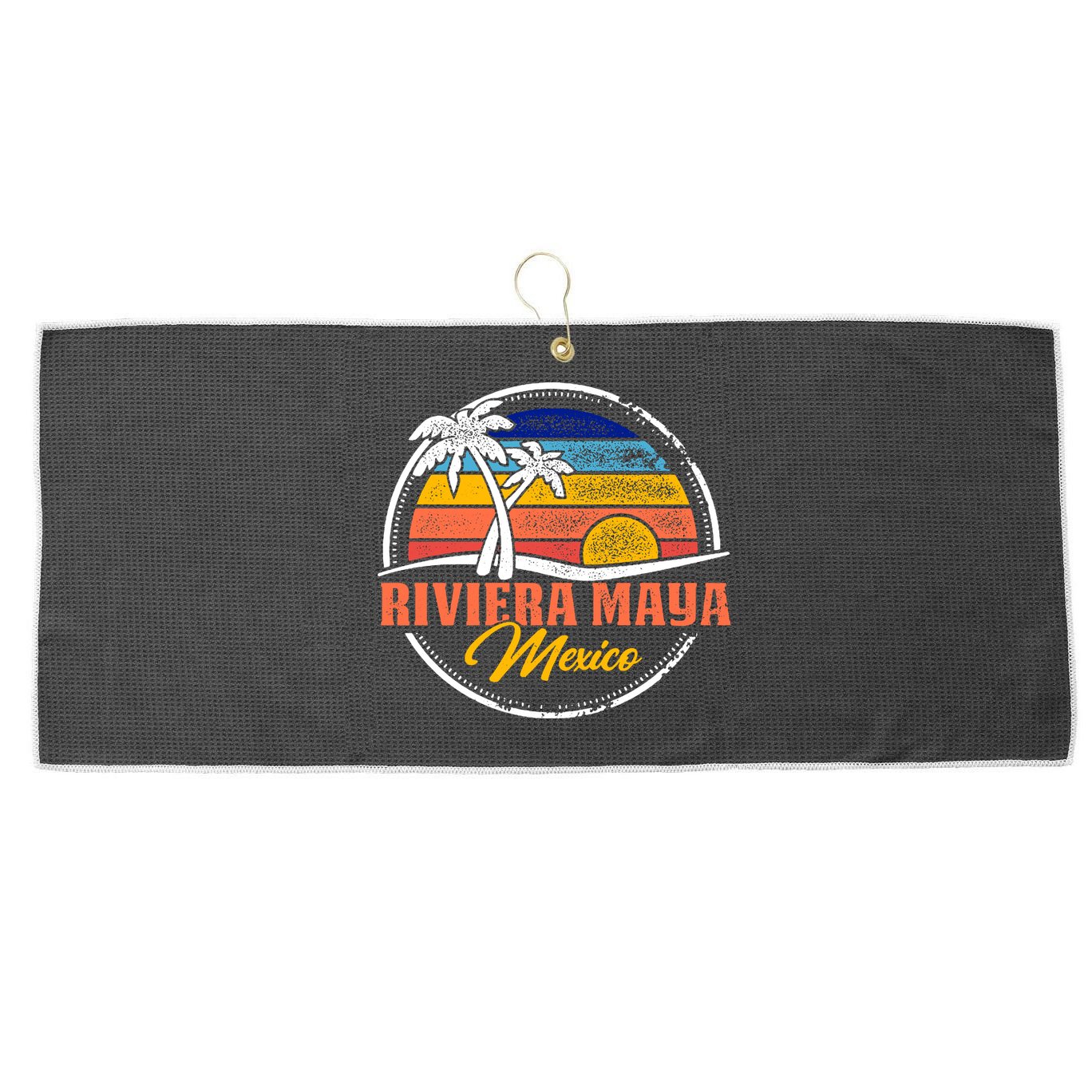 Riviera Maya Retro Sunset Large Microfiber Waffle Golf Towel