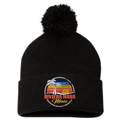 Riviera Maya Retro Sunset Pom Pom 12in Knit Beanie