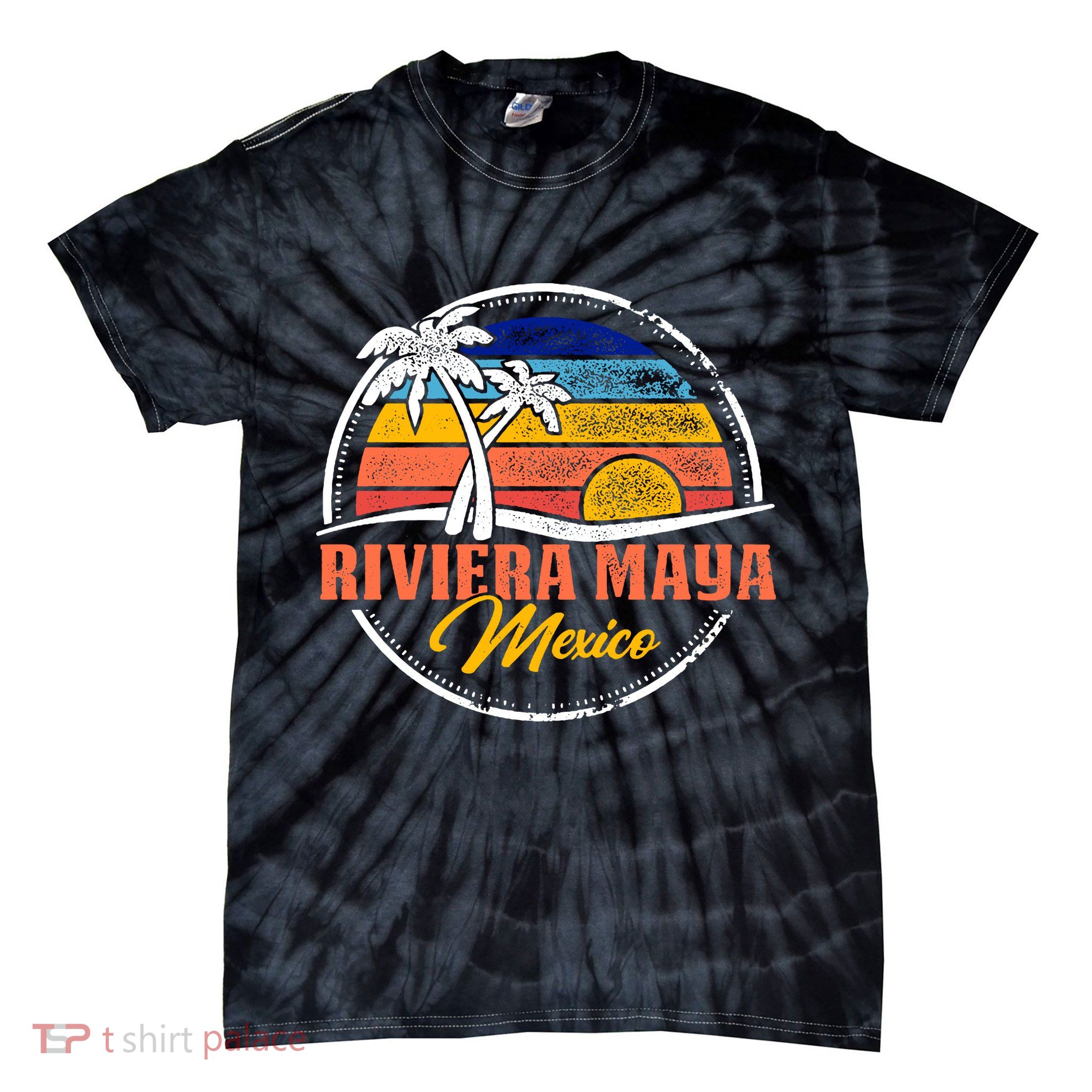 Riviera Maya Retro Sunset Tie-Dye T-Shirt