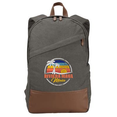 Riviera Maya Retro Sunset Cotton Canvas Backpack