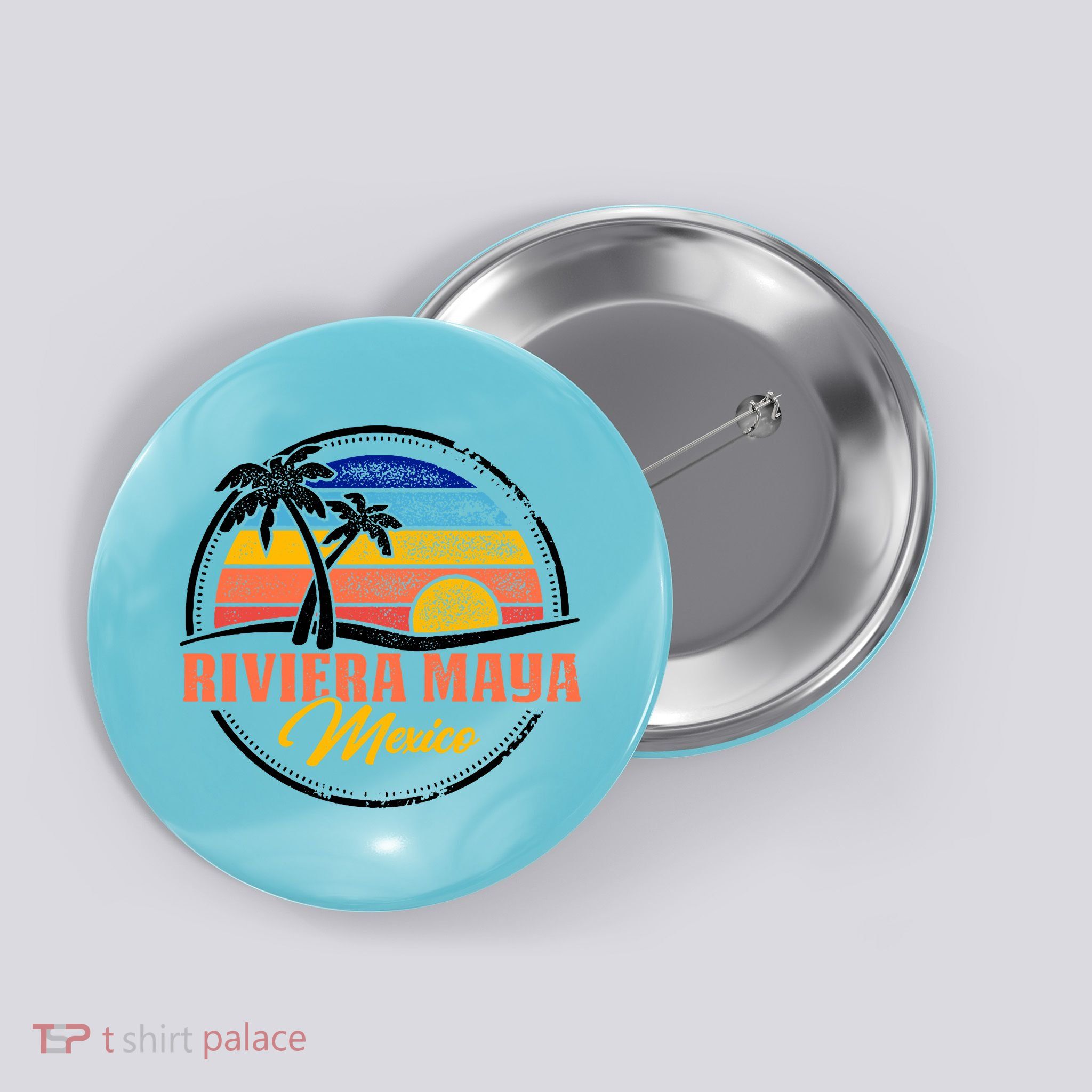Riviera Maya Retro Sunset Button