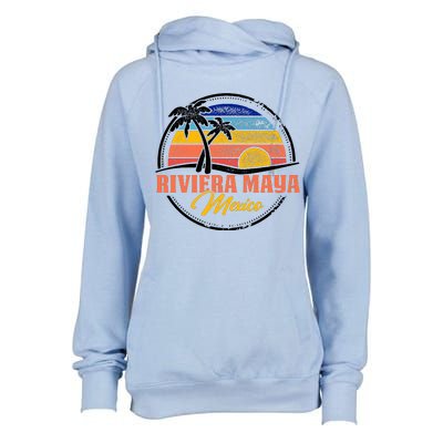 Riviera Maya Retro Sunset Womens Funnel Neck Pullover Hood