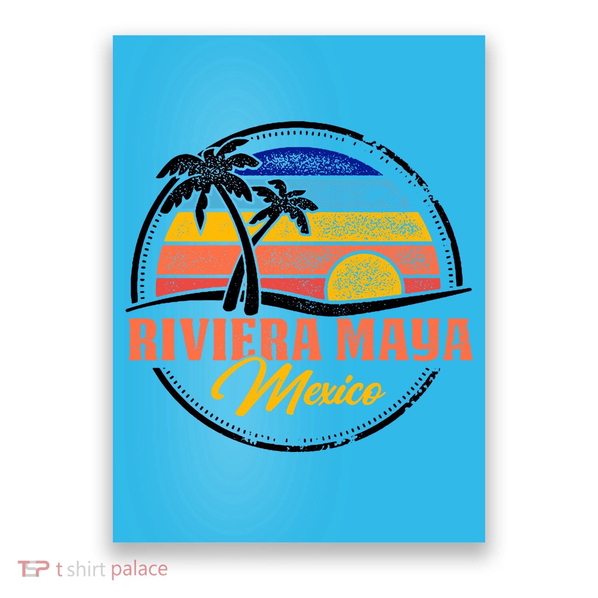 Riviera Maya Retro Sunset Poster