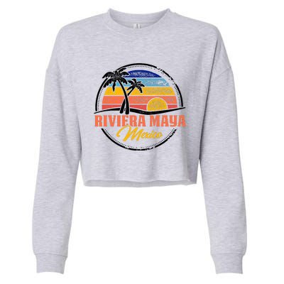 Riviera Maya Retro Sunset Cropped Pullover Crew