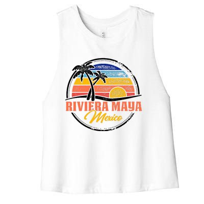 Riviera Maya Retro Sunset Women's Racerback Cropped Tank