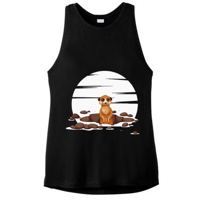 Retro Meerkat Ladies PosiCharge Tri-Blend Wicking Tank